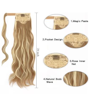 Fine Braid Horse Tail Hair Extensions - Long Wavy Curly Clip-In Ponytail Synthetic Hair Lightest Ash Brown & Bleach Blonde - 60 cm (1 Pack) - Buy Online on GoSupps.com