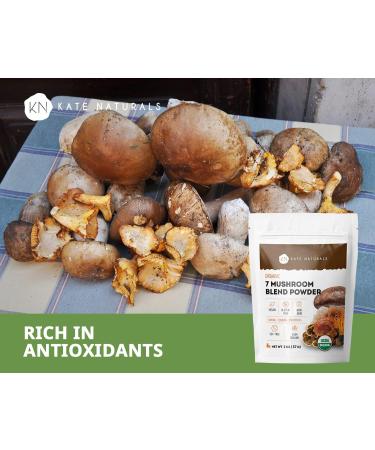 Kate Naturals Organic 7 Mushroom Blend Powder (2oz) - Immune Support & Energy Booster | Rich in Vitamins, Minerals & Antioxidants - Buy Online on GoSupps.com