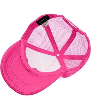 Lycycse Smile Face Neon Trucker Hat with Sequins Patch - Pink/White - Buy Online on GoSupps.com
