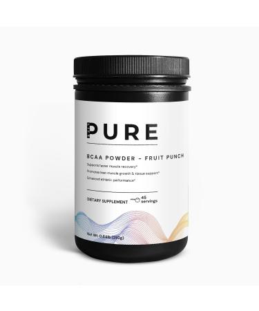 PURE LIFE BCAA Powder Fruit Punch Flavor | 45 Servings | Clean BCAA Supplement with Glutamine for Muscle Recovery & Energy | Natural Workout Support for Men & Women