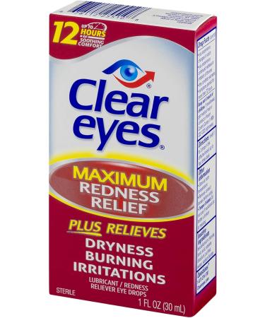 Clear Eyes Maximum Redness Relief Eye Drops - 0.5 Fl Oz (Pack of 3) | Fast Relief from Dryness Burning & Irritation - Max Strength Formula - Buy Online on GoSupps.com