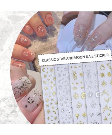 PLATEYTR 18 Sheets Aurora Nail Art Stickers Decals Self Adhesive Holographic Star Heart Nail Supplies Nail Designs Decorative Accessories Nail Stickers and Decals Gel Nail Stickers - Buy Online on GoSupps.com