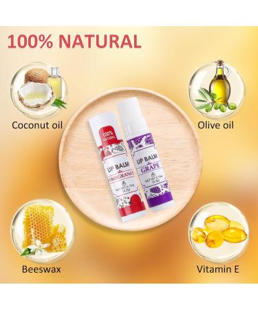 16 Pack Natural Lip Balm with Vitamin E & Coconut Oil - 100% Moisturizing Lip Balm for Dry Lips - 16 Flavors Bulk - Buy Online on GoSupps.com