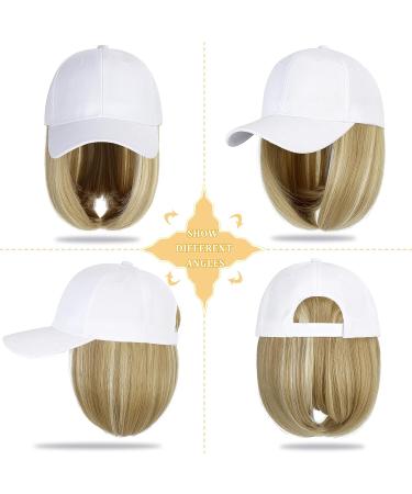 Lansigreen Baseball Cap with Hair Extensions - Short Straight 14'' Synthetic Hairpiece - Ash Blonde Mix Bleach Blonde - Women's Wig Hat - Buy Online on GoSupps.com