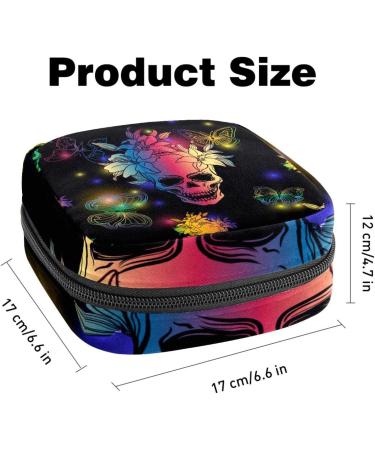Colorful Fashionable Women's Napkin Storage Bag with Skull Motif - Portable Zipper Bag for Teens & Women - Buy Online on GoSupps.com