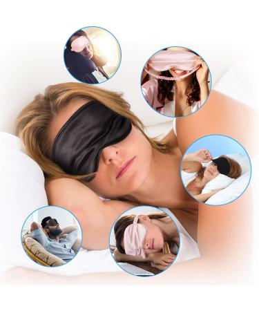 Whaline Silk Sleep Eye Cover with Ear Plugs - Soft & Smooth for Men & Women - Pink & Black - Ideal for Night Sleeping, Travel & Nap - Buy Online on GoSupps.com