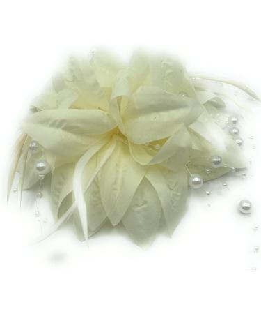 Ladies Ivory Feather Beaded Beak Clip Fascinator for Weddings, Races, Royal Ascot - Buy Online on GoSupps.com