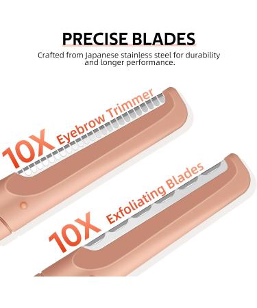 Findigit Eyebrow Razor & Dermaplaning Tool with 6 Refill Blades - Gold Facial Razor for Women & Peach Foot Removal - Ideal for Hair Removal & Peeling - Buy Online on GoSupps.com