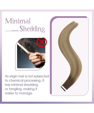 FSHINE Tape Extensions - 60cm Balayage Real Hair 10 Pieces Virgin Dark Brown to Light Brown Injected Tape for Hair Recovery 25g #3/8/25 #3/8/26 - Buy Online on GoSupps.com