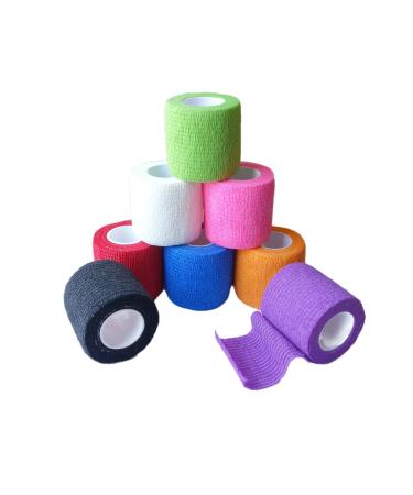 CADEVED 8 Pack 2 x 5 Yards Self Adhesive Bandage Wrap Cohesive Bandage Breathable Self Adherent Vet Tape Elastic Sports Wrap (Mixed Colors) 2 Inch Mixed Colors