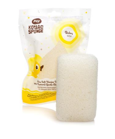 MY Konjac Sponge | 100% All Natural Pure Baby Bath Sponge. Extra Soft & Gentle. Hypoallergenic and Completely Free of Fragrance, Coloring, Additives, Sulfates, Parabens, Phthalates & Petroleum
