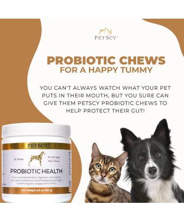 PetScy Probiotic Chews for Dogs | Prebiotic Fiber & Omega-3 | Improves Skin, Coat & Gut Health | 30 Chews - Buy Online on GoSupps.com