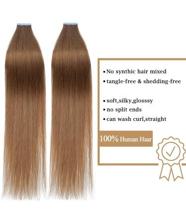 40 Pieces Real Hair Tape-In Extensions | 100% Remy Human Hair | Light Brown #6 | 56 cm | Includes 10 Free Adhesive Brick Tapes - Buy Online on GoSupps.com