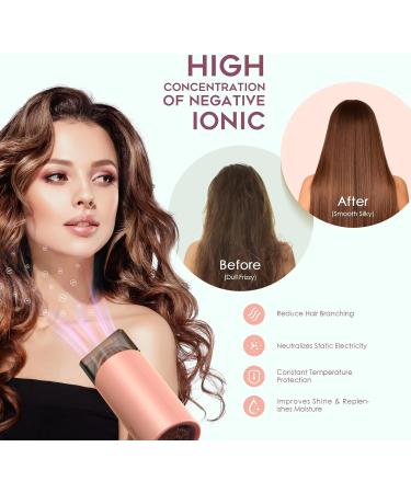 Pretfy 2000W Travel Hair Dryer with Diffuser - Lightweight Ionic Blow Dryer | 2 Speeds & 3 Heat Settings - Pink - Buy Online on GoSupps.com