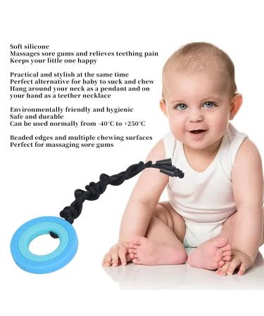 Kids Safe Silicone Chew Necklace for Teething Pain Relief - Dark Blue - Buy Online on GoSupps.com
