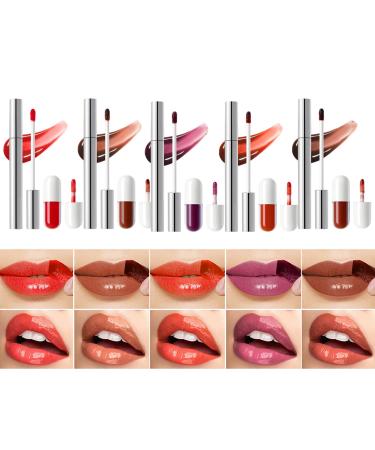 Gvblkq Lip Tint Set Long-Lasting Red 4ml x 5pcs and 2ml x 5pcs Vibrant Color Smooth Texture Moisturizing Formula Lightweight Feel Ideal for Weddings Everyday Wear Girls Home Dates Travel