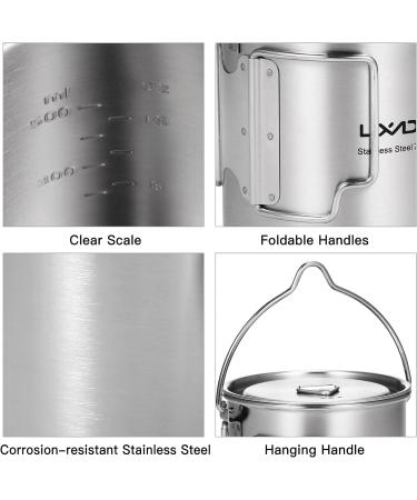 Lixada 750ml Stainless Steel Camping Cup Pot with Foldable Handles and Lid - Ideal for Outdoor Camping, Hiking, and Backpacking - Buy Online on GoSupps.com