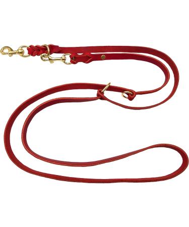Premium Dog Liner Fat Leather Brass - Adjustable 2.40m x 15mm for Small & Large Dogs - Red - Buy Online on GoSupps.com