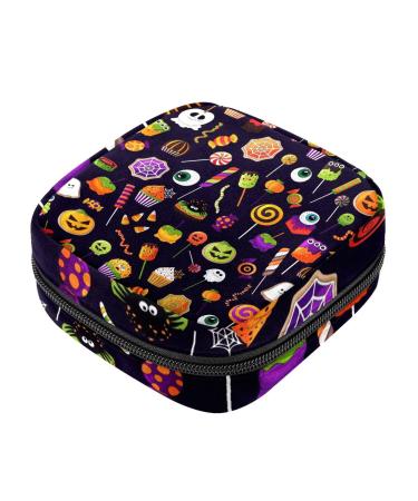 Sanitary Napkin Storage Bag Portable Period Bag for Women Teen Girls Halloween Pattern Menstrual Cup Pouch Nursing Pad Holder (Multicolor) Color 11