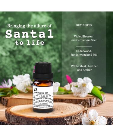 Santal Essential Oil for Diffuser - Inspired by Santal 33 - Luxurious Aroma Handcrafted in USA - 10ml Glass Bottle - Buy Online on GoSupps.com