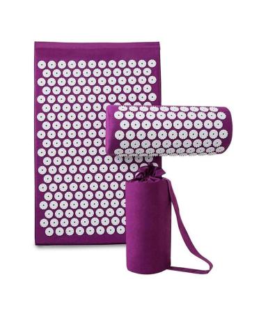 FLY flu acupressure pad acupress toweratte and pillow set set of back neck brick massage to relieve neck pain. Reducing reducing massage therapy yoga pad with carrying bag purple