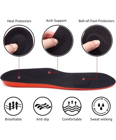 Dr.Foot Arch Support Insoles - Relief from Plantar Fasciitis, Metatarsal and Heel Pain - Shock Absorption for Men and Women - Red & Black Large - Buy Online on GoSupps.com