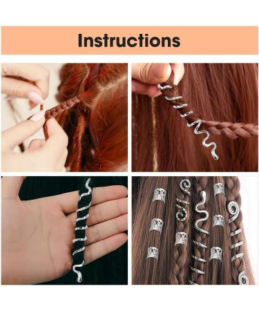 Spiral Dreadlocks Hair Beads Metal Hair Cuffs Hair Braid Rings Clip Pendants Long Hair Cuffs Braiding Decoration For Gril Women Men Hip Hop Party Music Festival (Sliver) - Buy Online on GoSupps.com