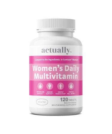 Actually Women s Daily Multivitamin Tablets 120ct Supports Metabolism and Immune Health for Women 120Day Supply 120 Count Women's Daily Multivitamin