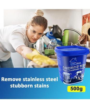 500g Stainless Steel Cleaning Paste Oven Cookware Cleaner Remove Stains from Pots Pans Multi-Purpose Household Powerful Rust Remover Cleaner - Buy Online on GoSupps.com
