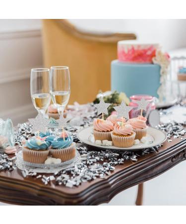 36Pcs Star Cupcake Toppers Glitter Silver Cupcake Picks Little Star Cake Toppers for Kids Birthday Baby Shower Wedding Anniversary Bridal Shower Party Cake Decorations Supplies 3 Size - Buy Online on GoSupps.com