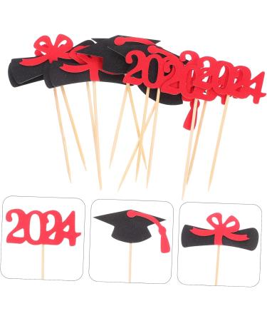 COOLHIYA 12pcs 2024 Graduation Season Cake Insert Graduation Cake Toppers Graduation Party Decorations Top Hat Graduation Dessert Toppers Cupcake Decorations Paper Cup Insert Card Red 9.50X6.00X0.20CM - Buy Online on GoSupps.com