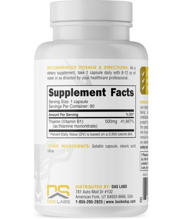 Bucked Up Vitamin B1 500mg Capsules Essentials (90 Servings) - Buy Online on GoSupps.com