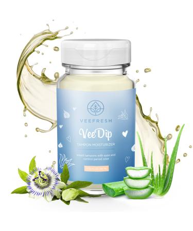 VeeFresh VeeDip Boric Acid Tampon Moisturizer Fortified with Aloe Vera Vitamin E Passion Flower & Hyaluronic Acid - Menstrual Feminine Care -Comfortable Insertion & Odour Prevention When You're Dry
