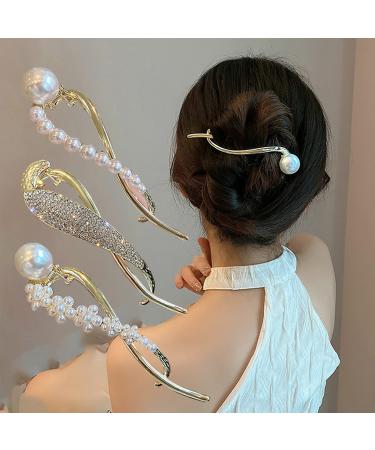 4PCS Hair Clip  Pearl Decor Banana Clip French Style Twist Hair Barrette Non Slip Jaw Hair Claws Hair Accessories