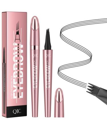 Fogrime Four-Head Split Liquid Eyebrow Pencil - Waterproof Long-Lasting Smudge-Proof - Ideal for Makeup Beginners - Convenient and Natural-Looking - 4 Colors Available (Black)