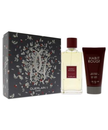 Guerlain Habit Rouge 3.4oz EDT Spray 2.5oz Shower Gel Men 2 Pc Gift Set - Buy Online on GoSupps.com