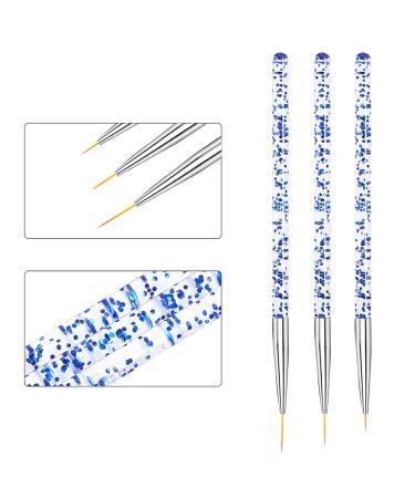 3 Piece Acrylic Nail Brush Set - Blue Professional Nail Art Liner & Detail Brushes for UV Gel & Acrylic Manicure - Buy Online on GoSupps.com