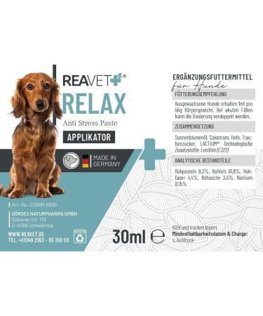 Reavet Relax Paste for Dogs - 30ml Natural Calming Solution | Ideal for Stress Fear & Aggression in Dogs - Buy Online on GoSupps.com
