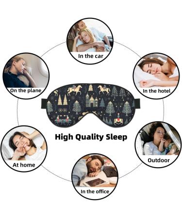 House Deer Tree Christmas Print Unisex Sleep Eye Mask - Soft Comfort Eye Shade for Travel Yoga & Shift Work - Buy Online on GoSupps.com