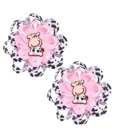 Besreey Cow Print Headband 1 Pair Cute Cow Bow Clip Cow Headband Cow Print Bows Cow Print Hair Accessories for Cow Theme Party Daily Life Travel School Activities