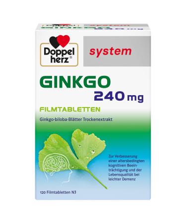 Doppelherz System GinkGO 240 mg film -coated tablets - to improve age -related cognitive impairment and quality of life with slight dementia - 120 film -coated tablets 144 g (1 Pack)