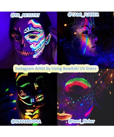Bowitzki 9 Colors Water Activated Eyeliner - UV Glow Retro Graphic Makeup for Face & Body - Buy Online on GoSupps.com
