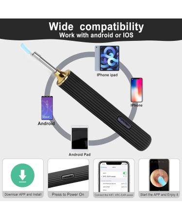 1080P Ear Wax Removal Kit with Camera for iPhone/Android - vLight Ear Cleaning Tool - Black - Buy Online on GoSupps.com