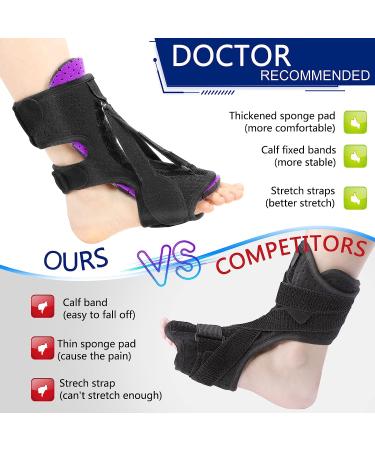2022 Upgraded Plantar Fasciitis Night Splint with 3 Adjustable Straps - Purple - Buy Online on GoSupps.com