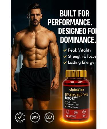 ALPHAVINE Testosterone Booster for Men Horny Goat Weed Tongkat Ali and Saw Palmetto 60 Capsules - Buy Online on GoSupps.com