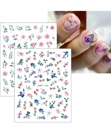 JMEOWIO 9 Sheets Flower Leaves Nail Art Stickers Decals Self-Adhesive Spring Summer Colorful Floral Nail Supplies Nail Art Design Decoration Accessories - Buy Online on GoSupps.com