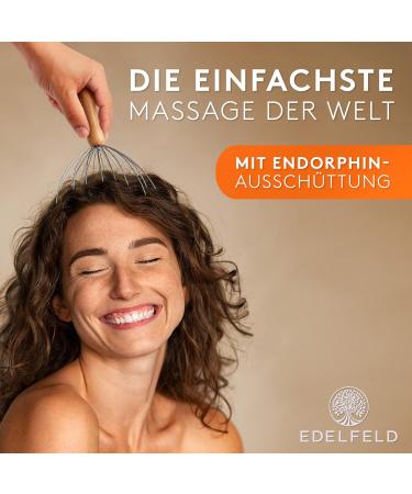 Edelfeld Original Head Massage Spider - 24-Finger Sustainable Bamboo Massager with Gift Packaging & Loop - Ultimate Comfort & Relaxation - Buy Online on GoSupps.com