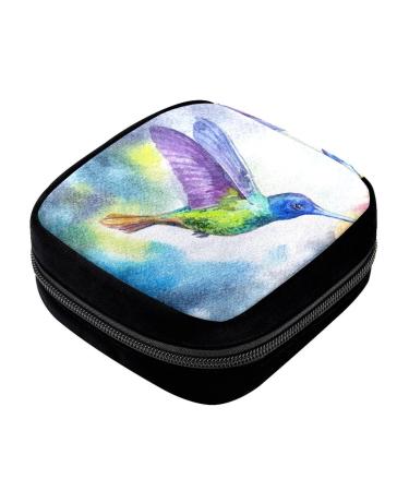 GIAPB Period Bag Sanitary Napkin Storage Bag Pad Holder for Period Makeup Pouch Art Watercolor Bird Color4238