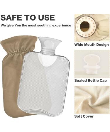 Khaki Hot Water Bottle with Cover - Pain Relief Heating Pad for Arthritis - 1L Water Bottle - Buy Online on GoSupps.com