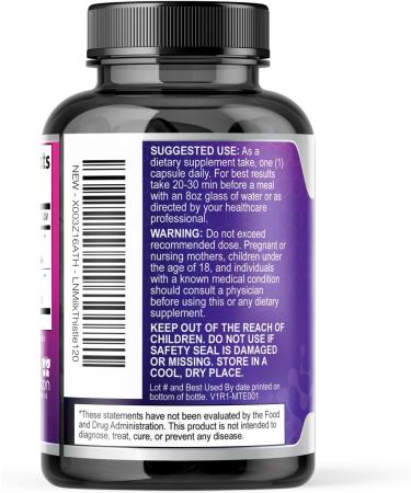 Milk Thistle Supplement - 9:1 Strength Liver Health Support with Dandelion Root & Silymarin Marianum Liver Cleanse Detox & Repair 1000mg Equivalent - Nature's Milk Thistle Extract - 120 Capsules 120 Count (Pack of 1) - Buy Online on GoSupps.com